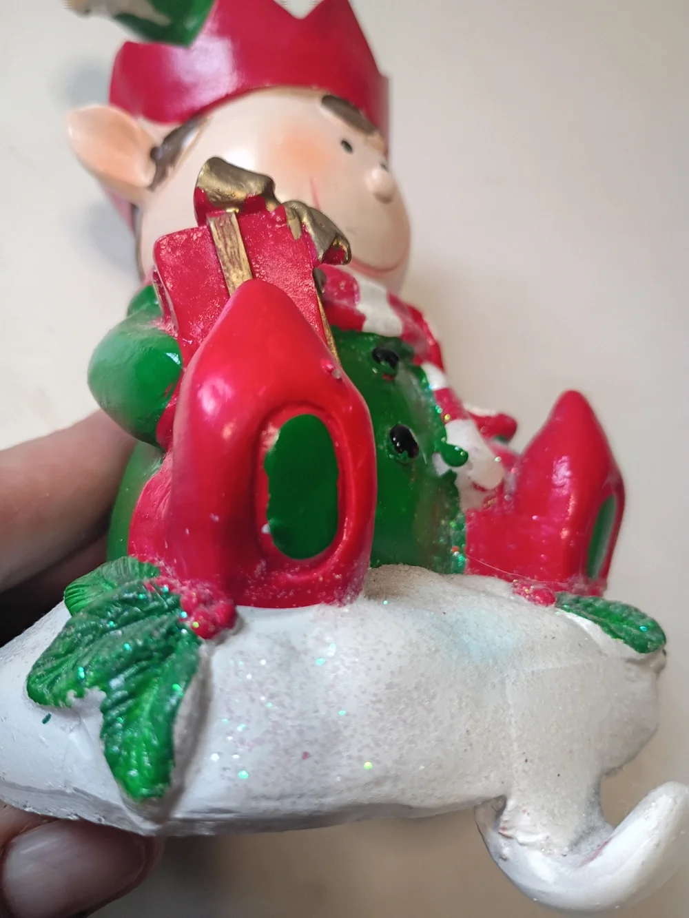Northlight Festive Elves Christmas Stocking Holders 5” With Glitter